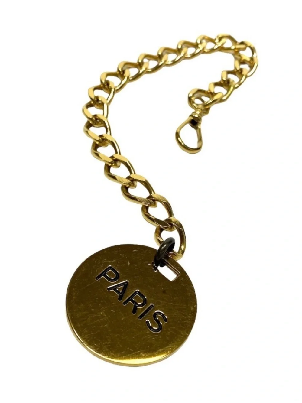 Authentic Vintage CHANEL Gold Chain CHANEL PARIS Medallion Bag Charm Keychain
